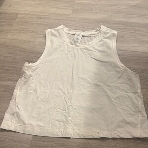 Athleta Mesh Back White Athletic Top